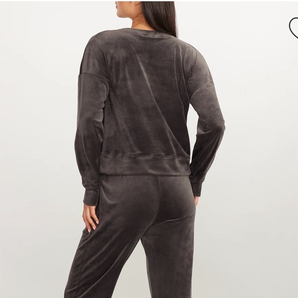 Bare Necessities Cozy Velour Sweatshirt in Charcoal Gray - Picture 2 of 2